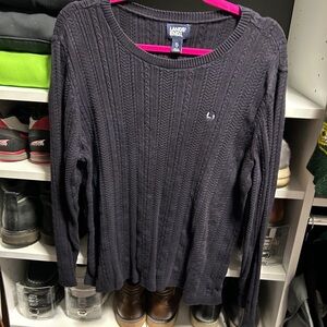 Lands' End Chase apparel Navy Cable Knit Sweater